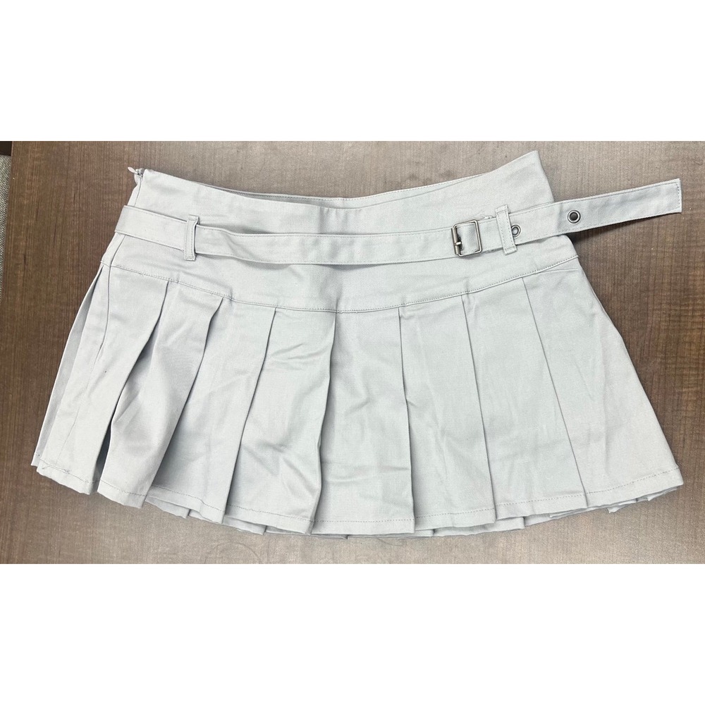 Madden Girl Pleated Mini Skirt Skort Y2K Preppy Tennis Gray Grey Large